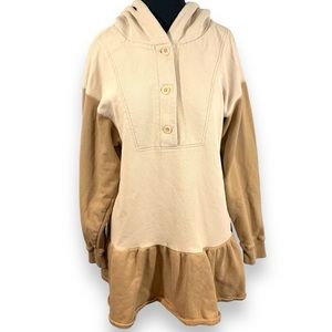 Something Navy Cream and Tan Hoodie Dress